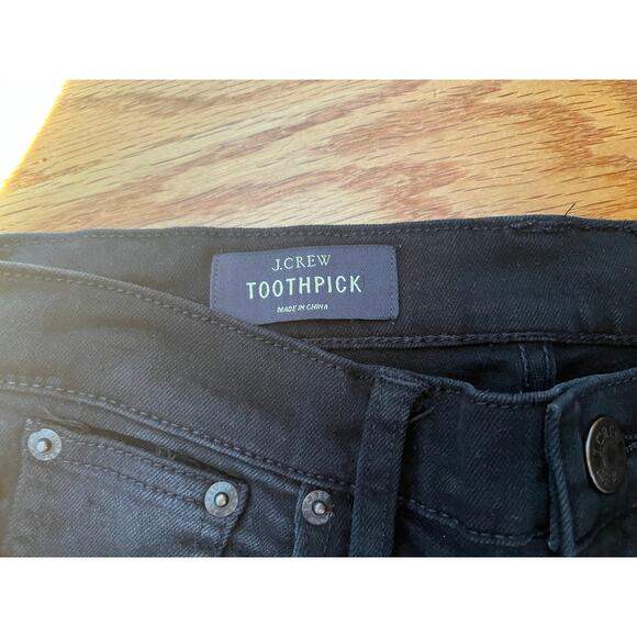 J. Crew destroyed Toothpick black jeans size 27 cotton polyester‎ elasthanne - Picture 5 of 5